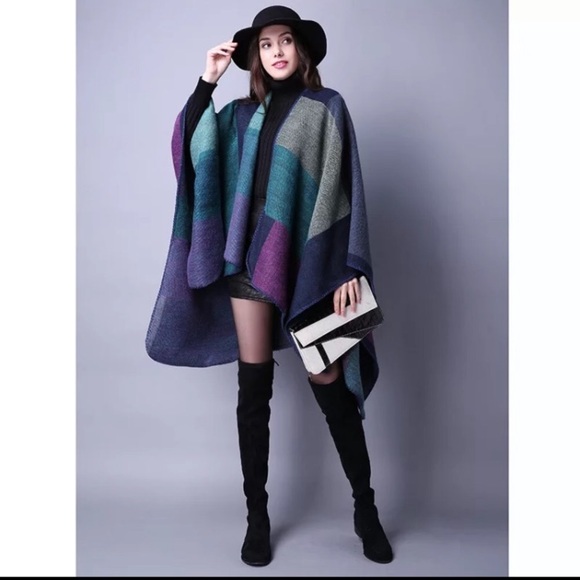 Accessories - Last one!Large Poncho Purple with Green